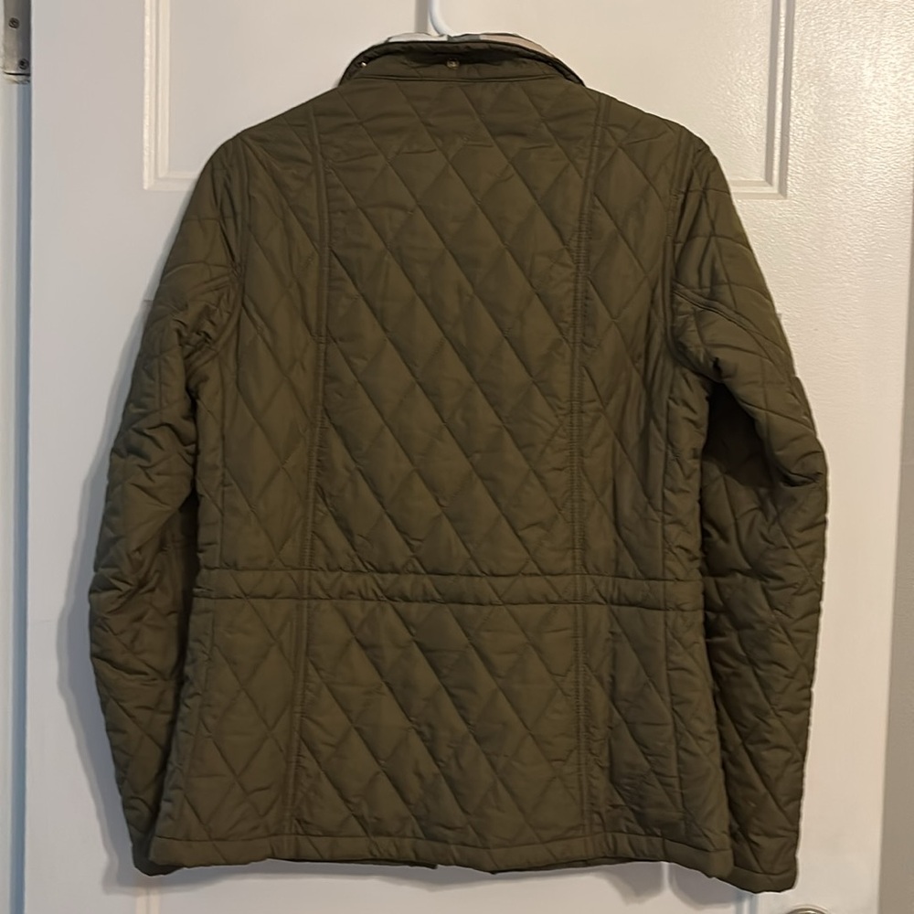 BNWT Barbour Millfire tartan quilted jacket in olive / hessian - size US 6 UK 10 - Picture 2 of 12
